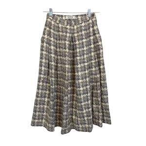 Vtg Laird Portch Wool Checkered Skirt Grey 26